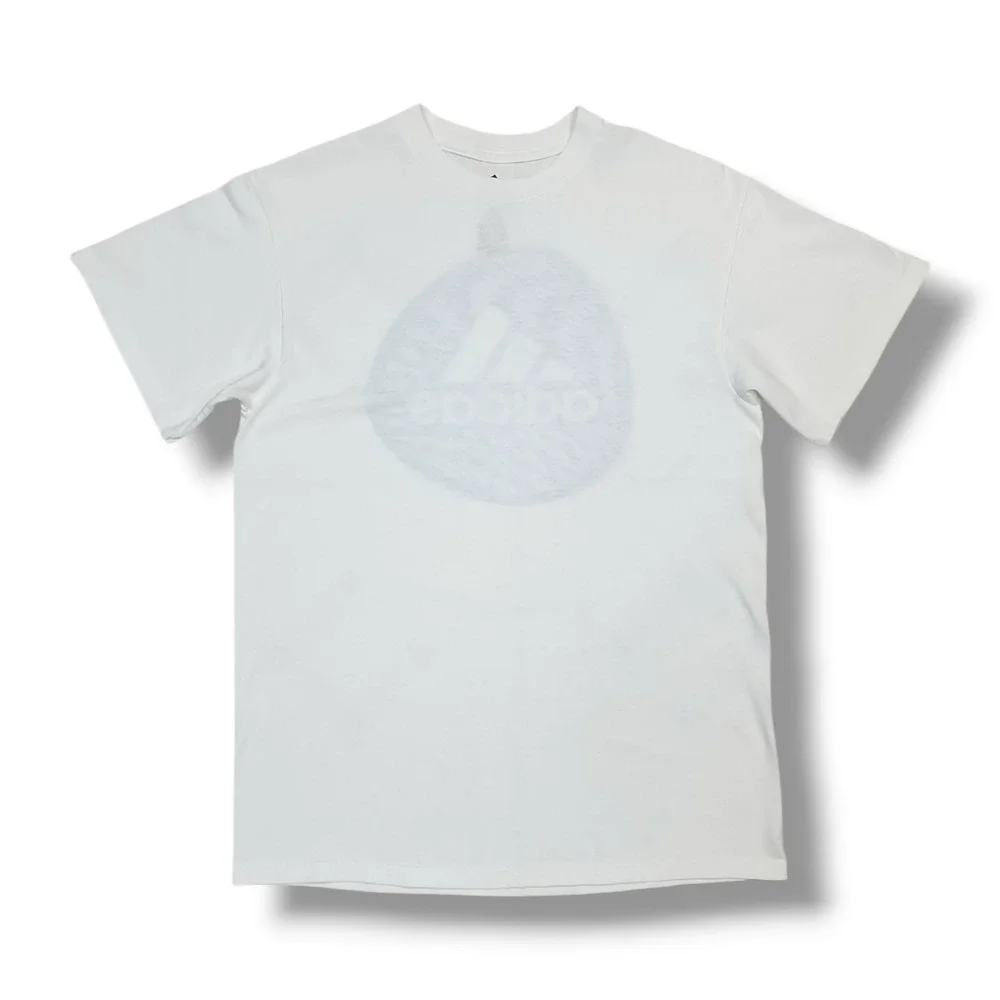 Adidas Plain Front Blue Back Graphic Print White T-Shirt Men's Small‎